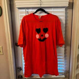 Pumpkin Face Halloween Tee 3x